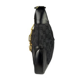 Gucci Black/Grey Leather Trim Jackie Hobo Bag