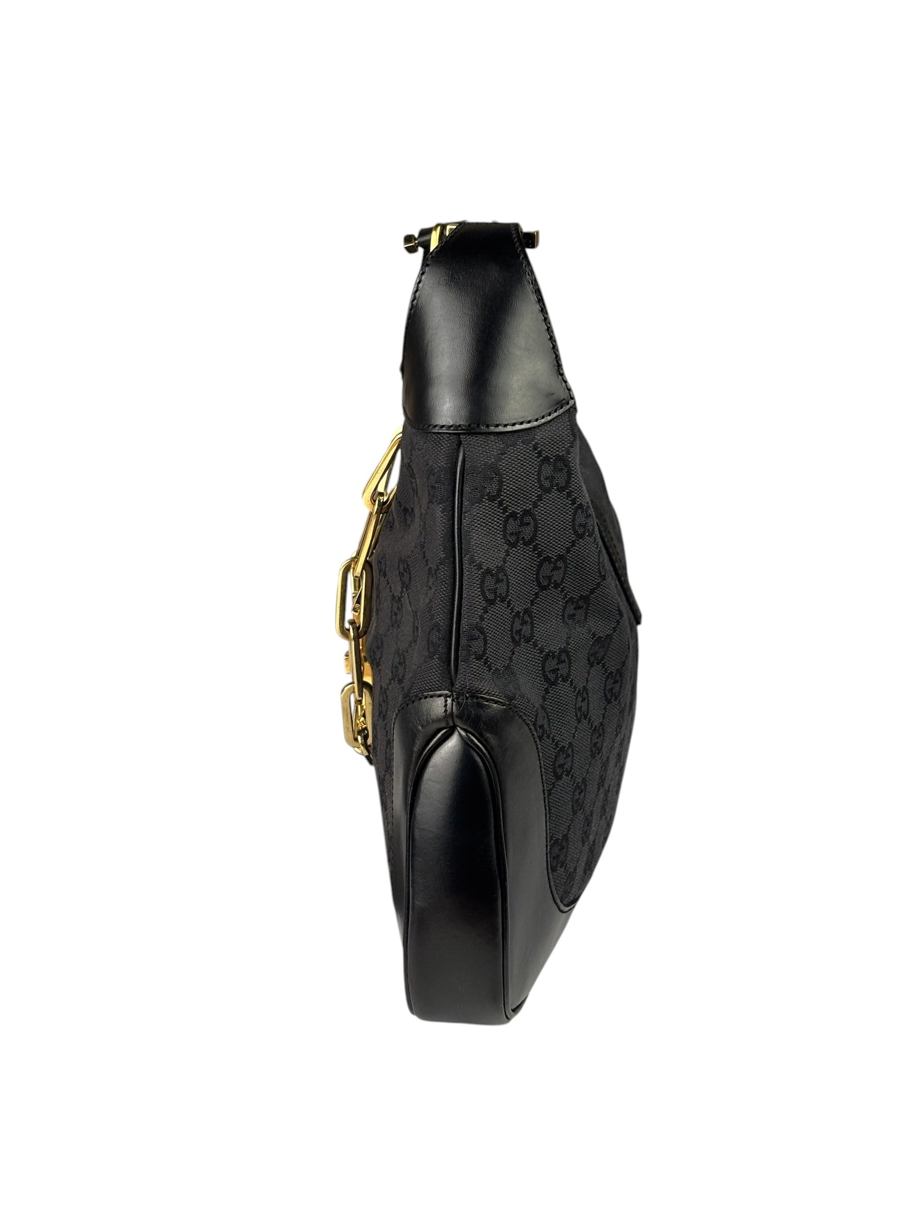 Gucci Black/Grey Leather Trim Jackie Hobo Bag
