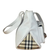Burberry White Pebbled Leather Shoulder Bag