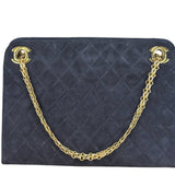 Chanel Vintage Navy Blue Matelasse Quilted Suede Chain Shoulder Bag