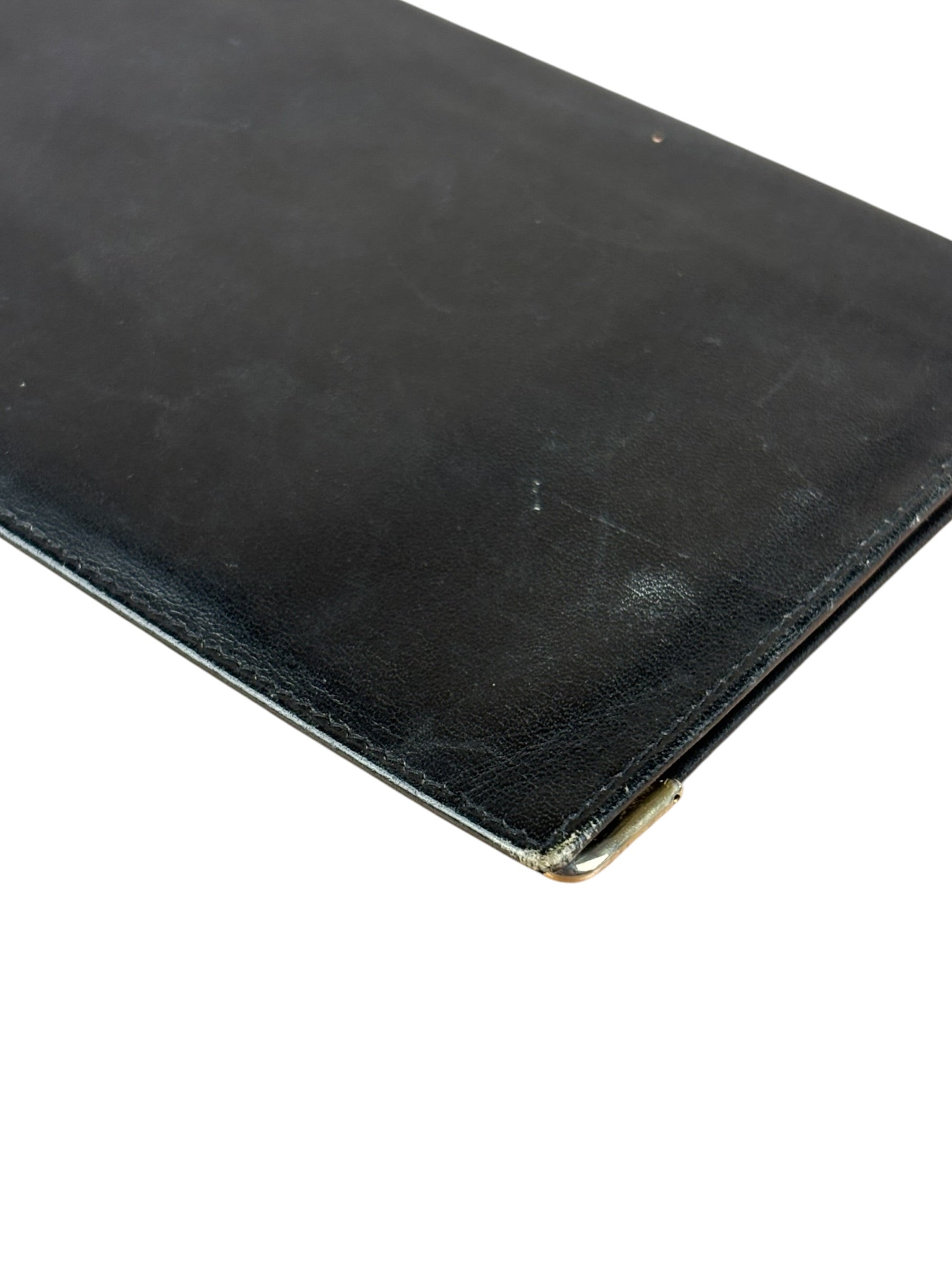 Celine Vintage Black Leather Triomphe Long Wallet