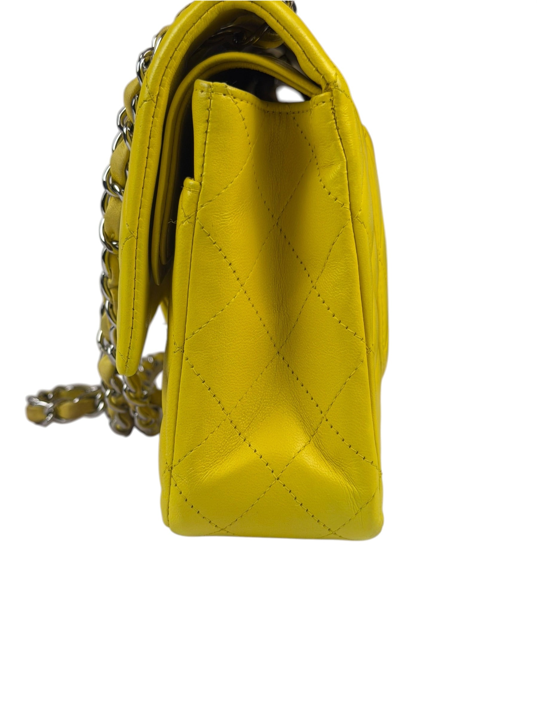 Chanel Yellow Quilted Lambskin Double Flap Bag 2009