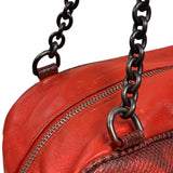 Bottega Veneta Red Lambskin/Lizard Intrecciato Shoulder Bag