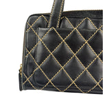 Chanel Black Quilted Leather Wild Stitch Bowler Bag 2003