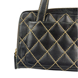 Chanel Black Quilted Leather Wild Stitch Bowler Bag 2003