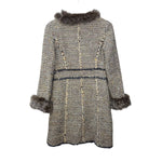 Epoca Tweed Fur Lined Long Coat