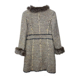 Epoca Tweed Fur Lined Long Coat