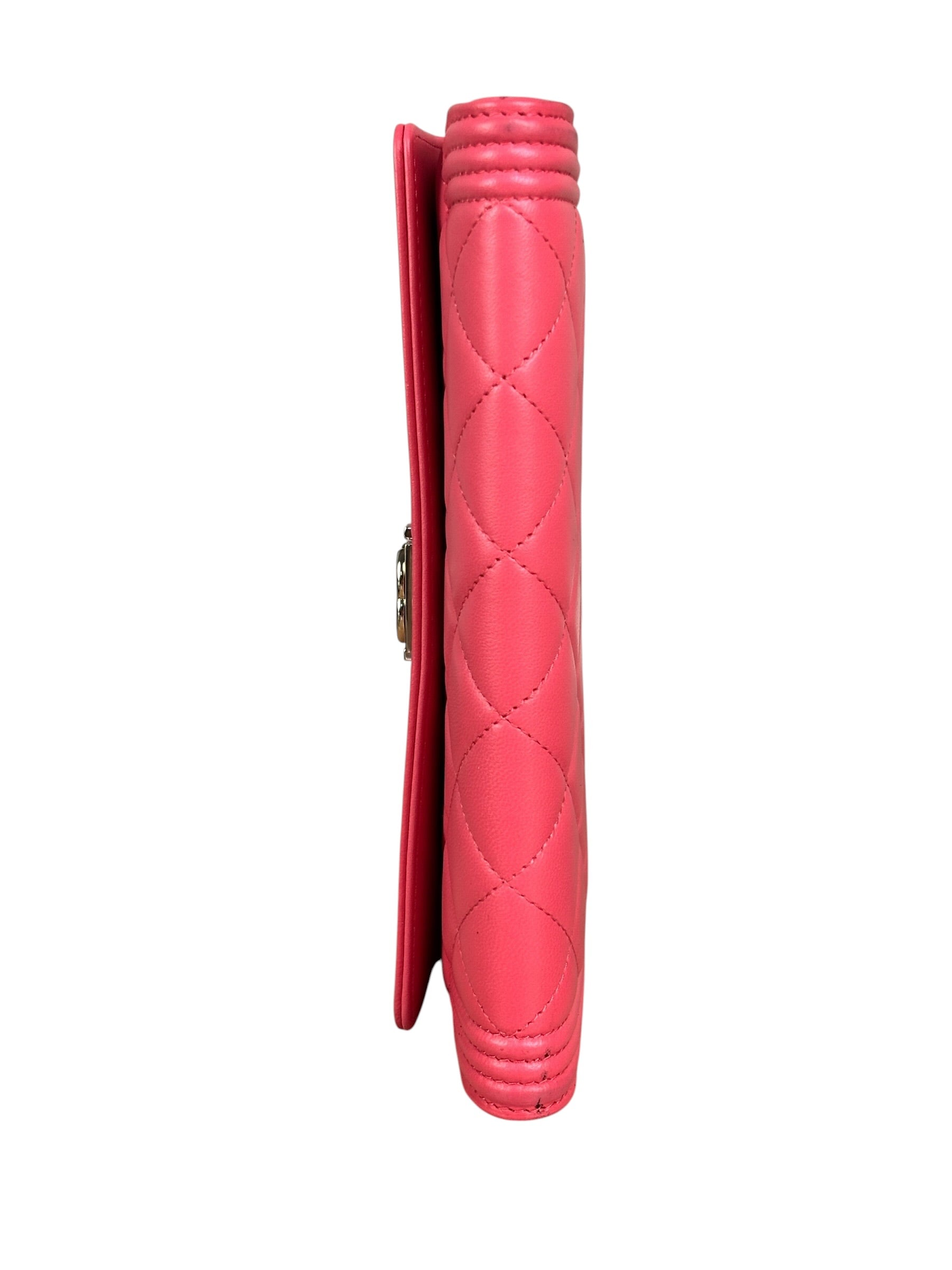 Chanel Pink Quilted Boy Wallet