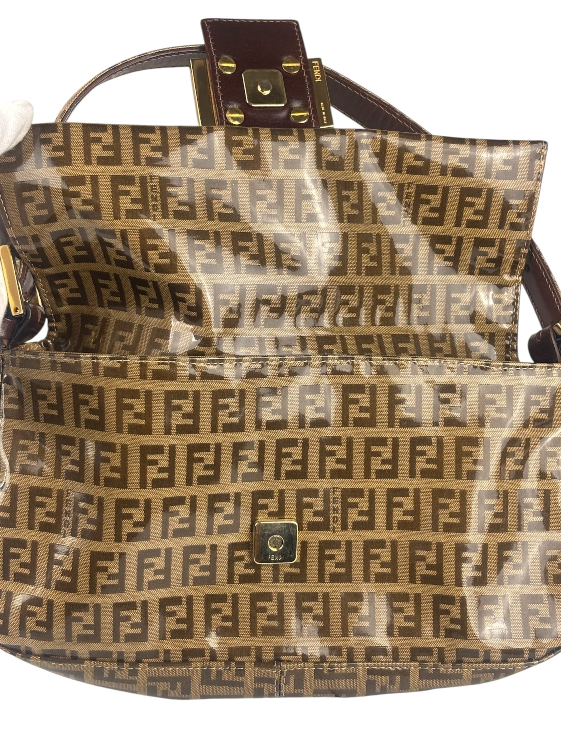 Fendi FF PVC Coated Sequin Buckle Baguette