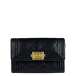 Chanel Black Calfskin Quilted Flap Coin/Card Holder