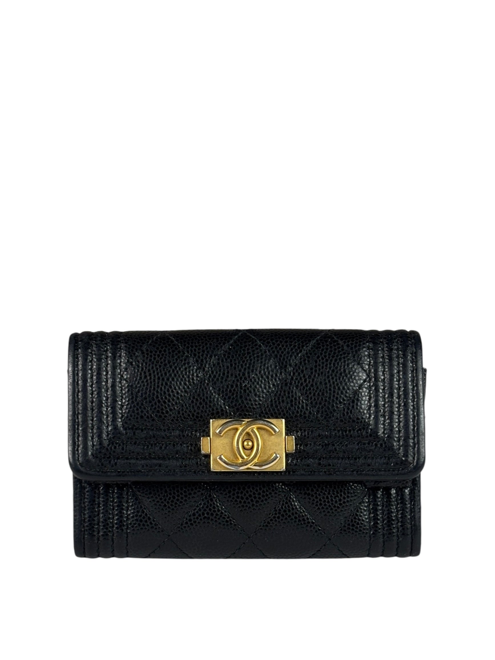 Chanel Black Calfskin Quilted Flap Coin/Card Holder