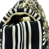 Chanel Black/White Leather Trim/Cloth Venise Biarritz Flap Bag 2019