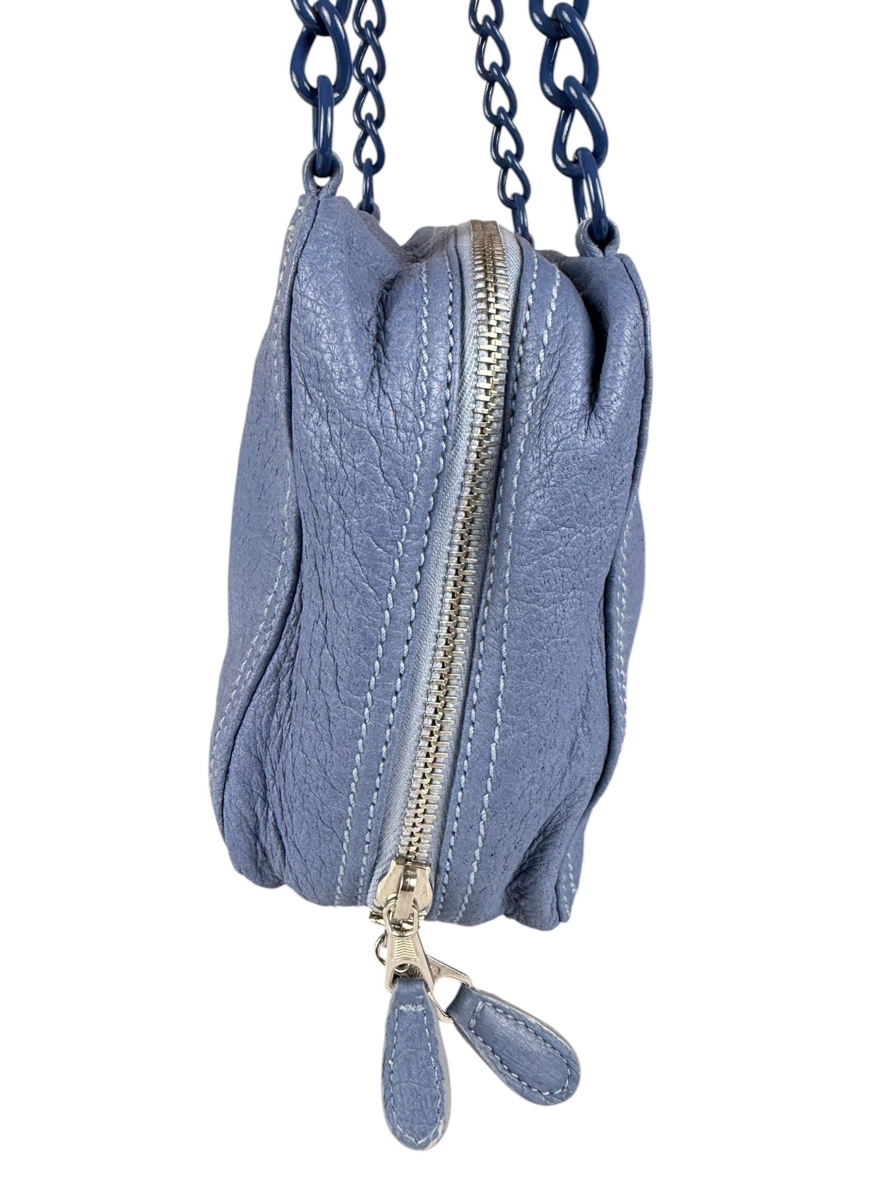 Balenciaga Vintage Blue Leather Mini Pochette