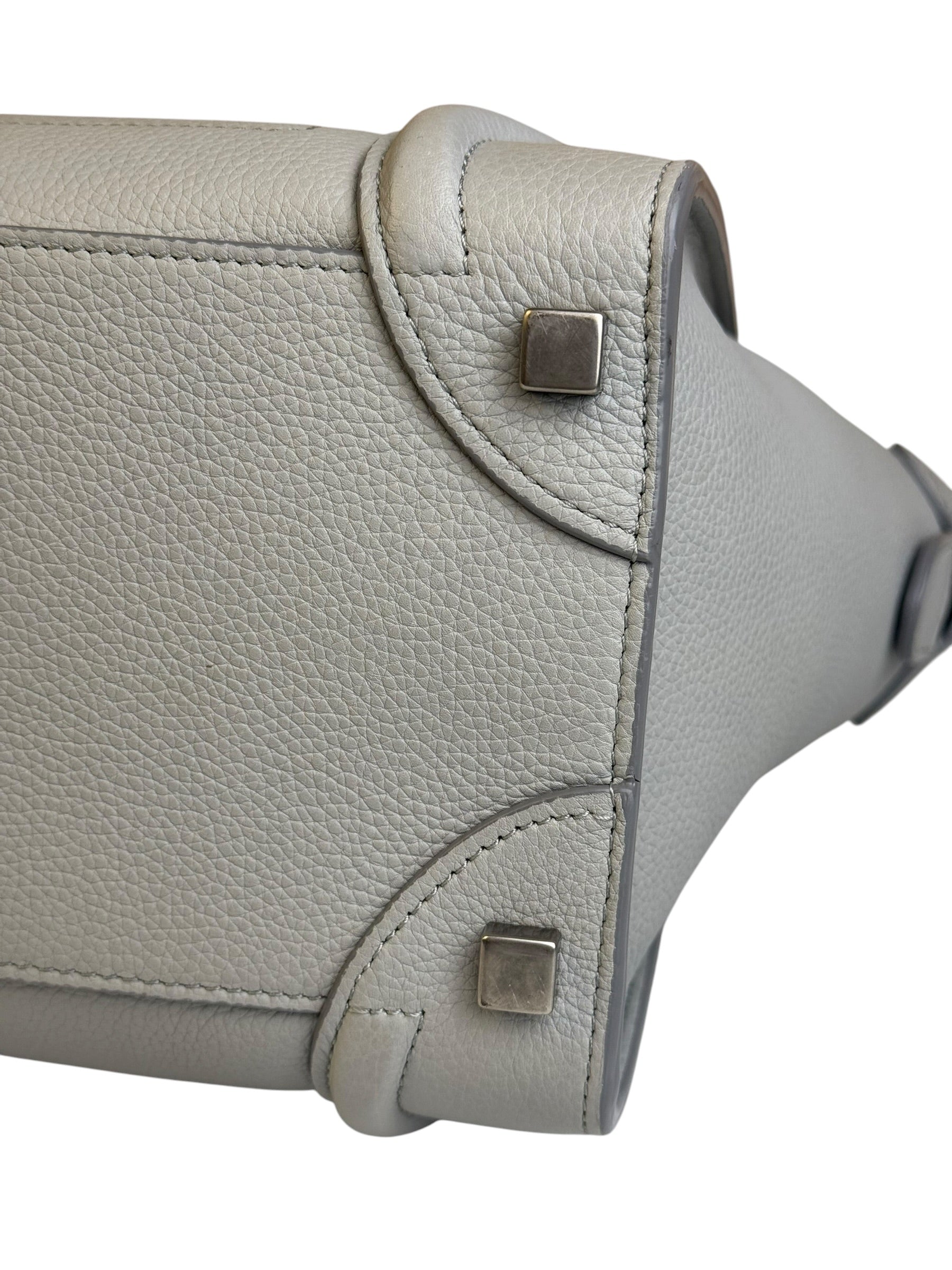 Celine Grey Pebbled Leather Luggage Micro Tote