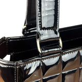 Chanel Black Patent Chocolate Bar Shoulder Tote 2002