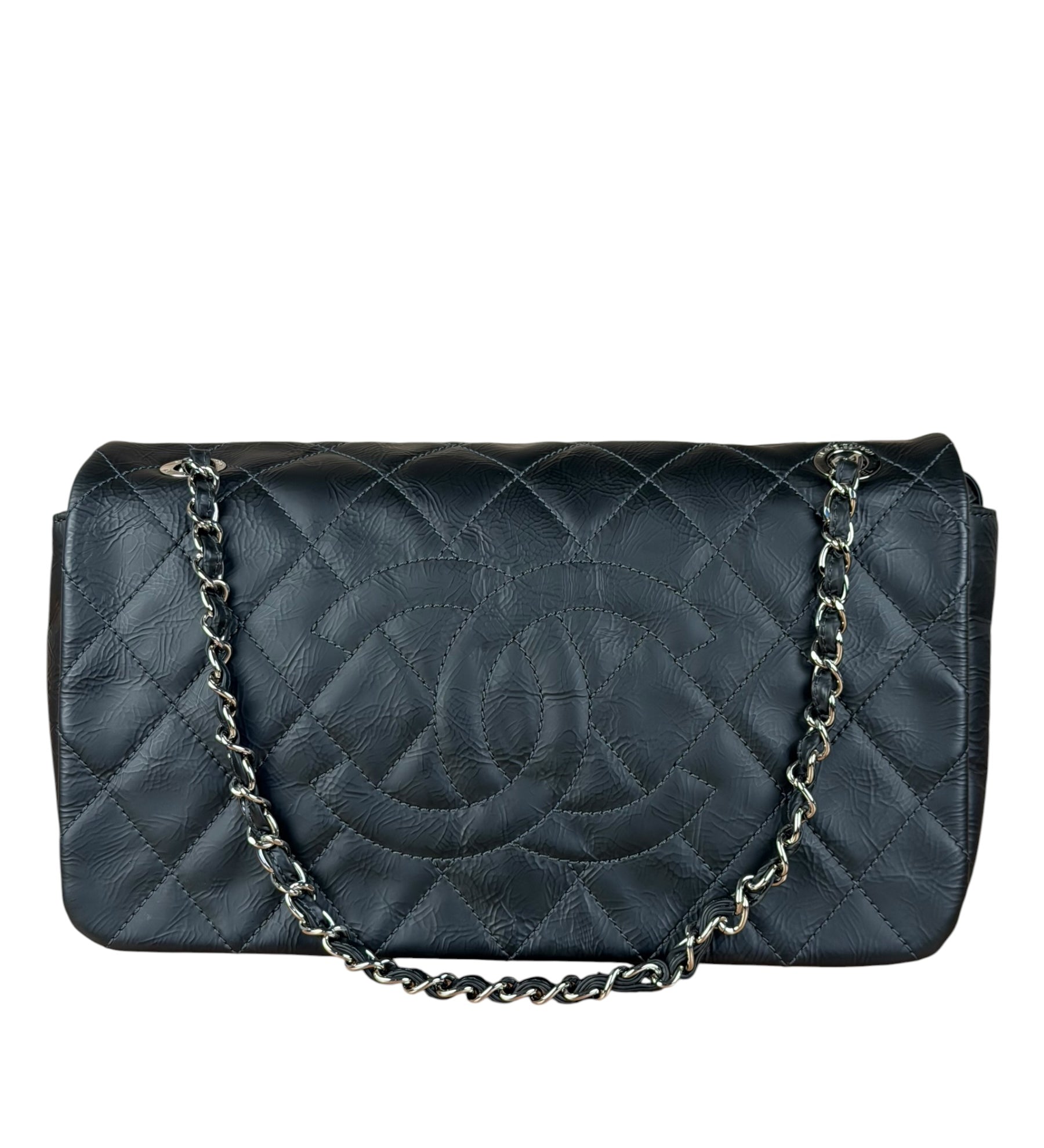 Chanel Black Leather Ultimate Stitch Single Flap Bag 2010