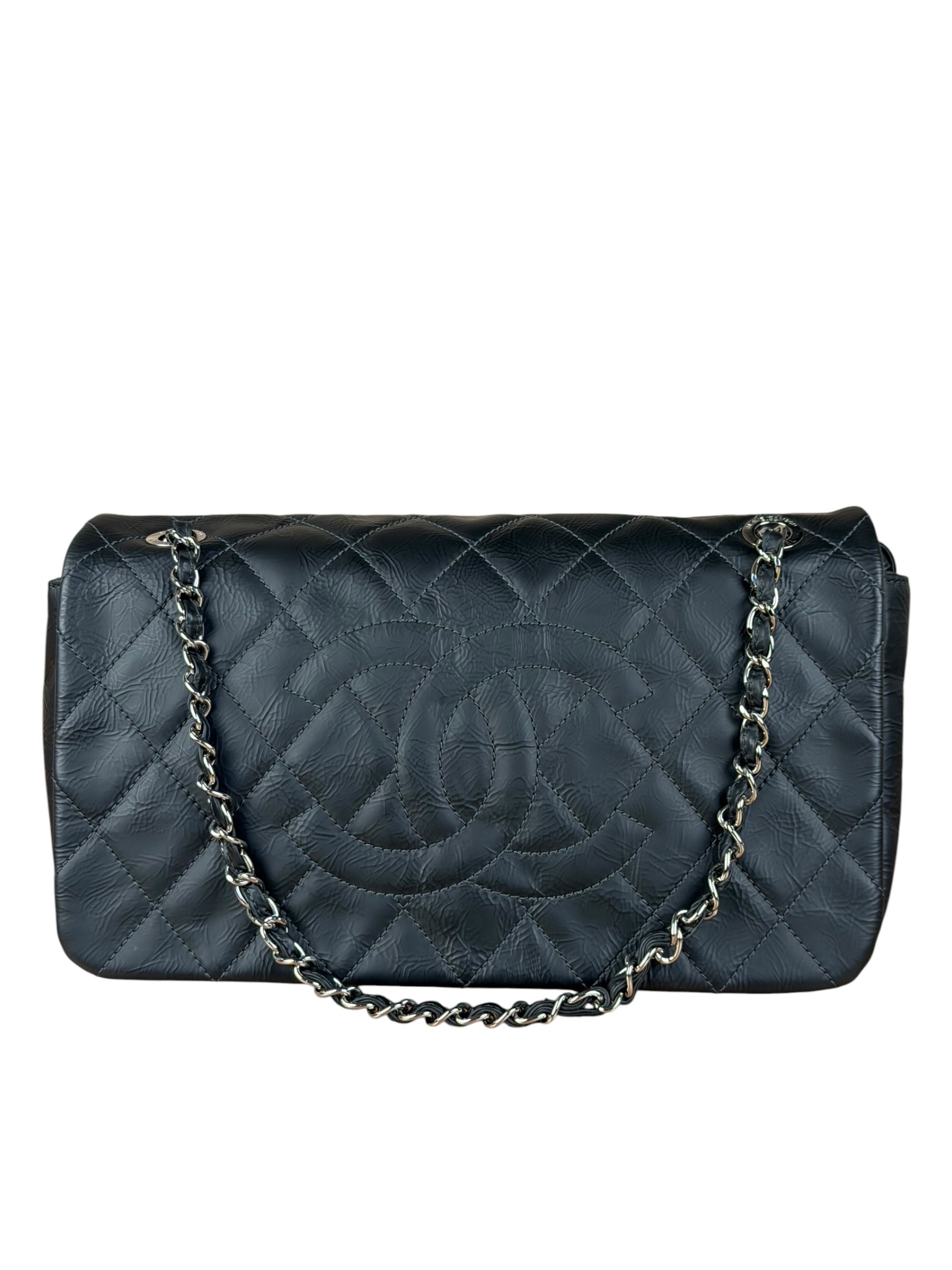 Chanel Black Leather Ultimate Stitch Single Flap Bag 2010