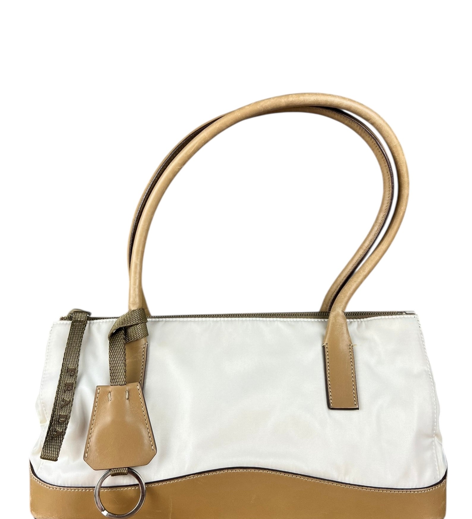 Prada Vintage White/Brown Top Handle Bag