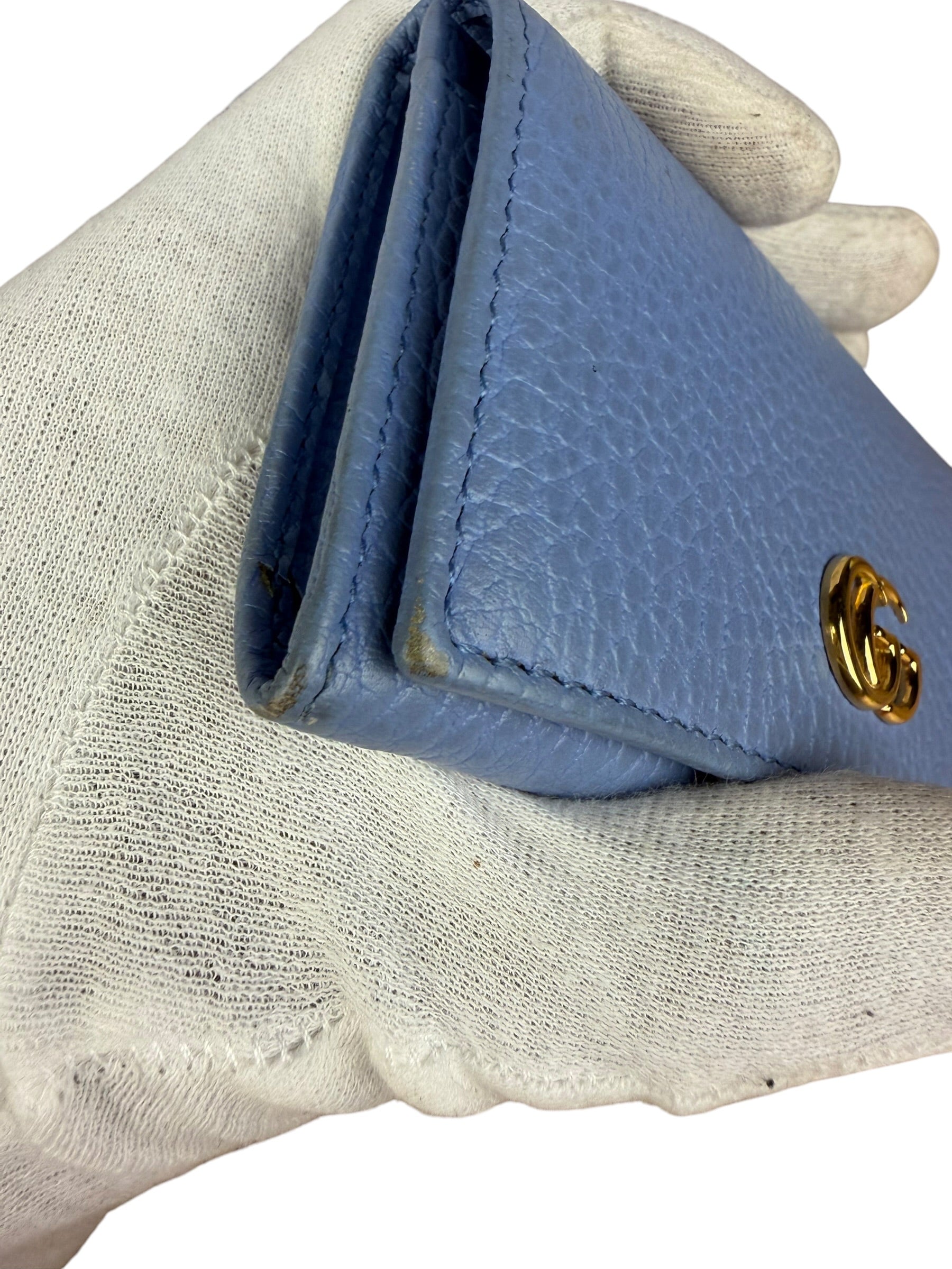 Gucci Blue Leather Marmont Card Case Wallet
