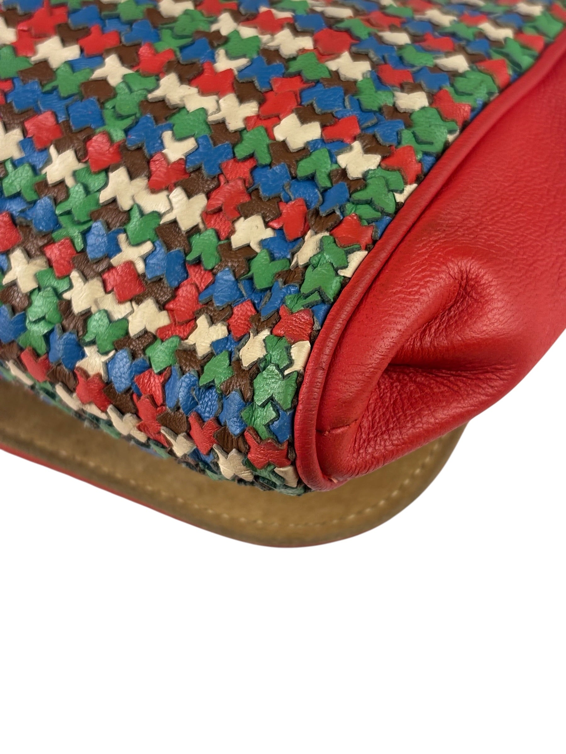 Fendi Colorblock Leather Woven Shoulder Bag