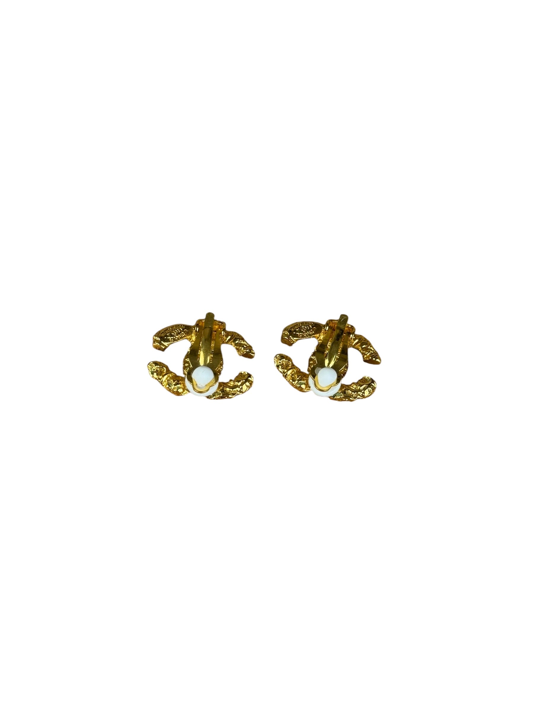 Chanel CC Logo Gold Clip-On Earrings