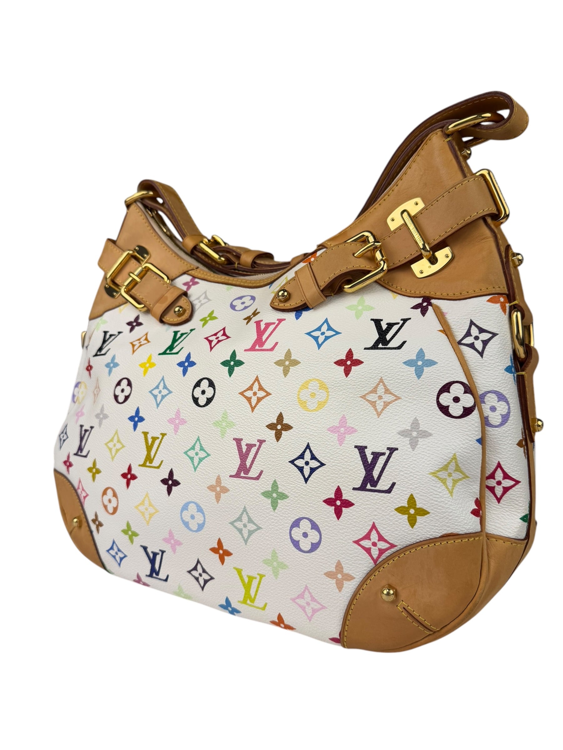 Louis Vuitton White Murakami Greta Hobo Shoulder Bag