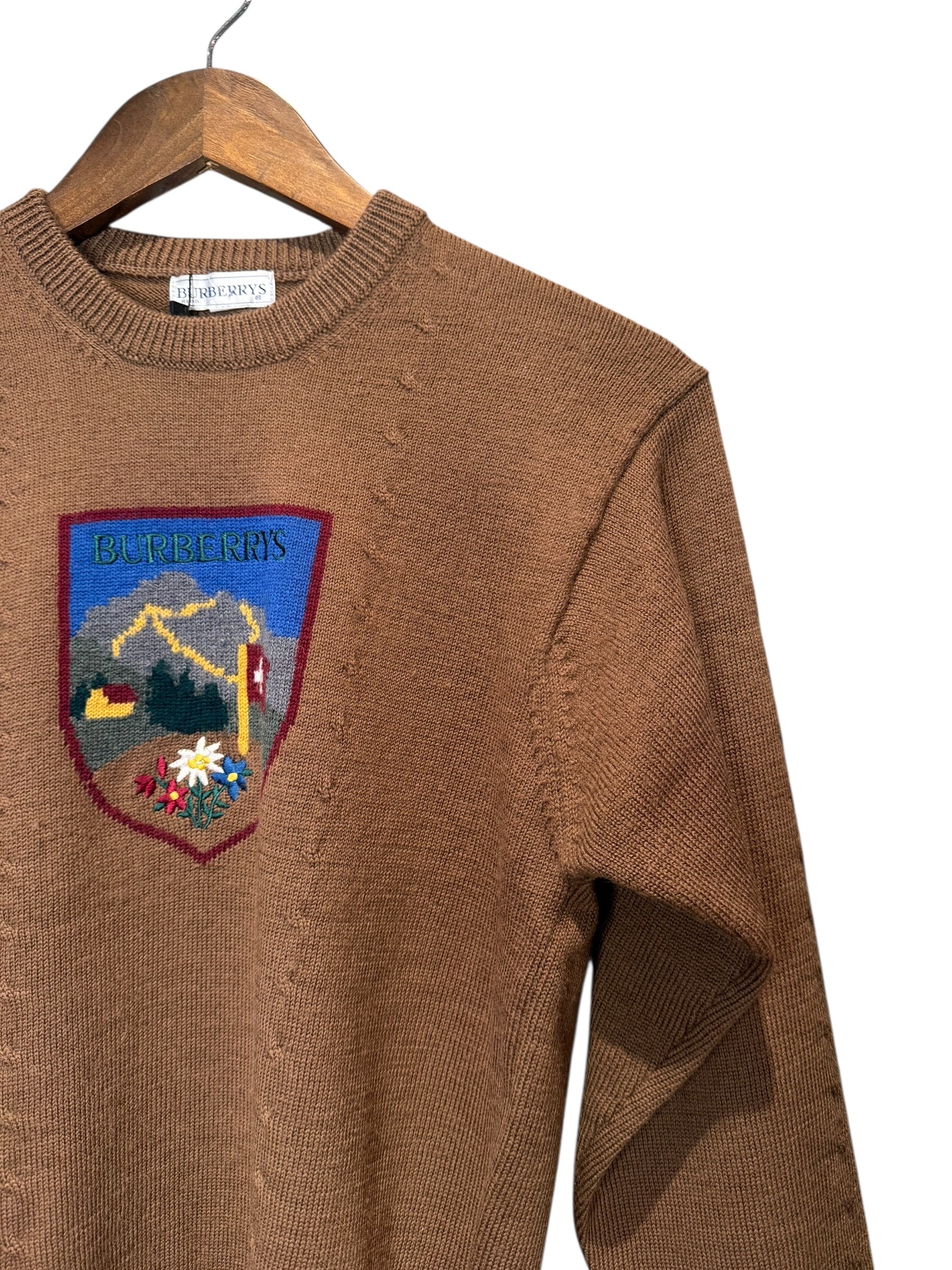 Burberry Brown Floral Wool Sweater
