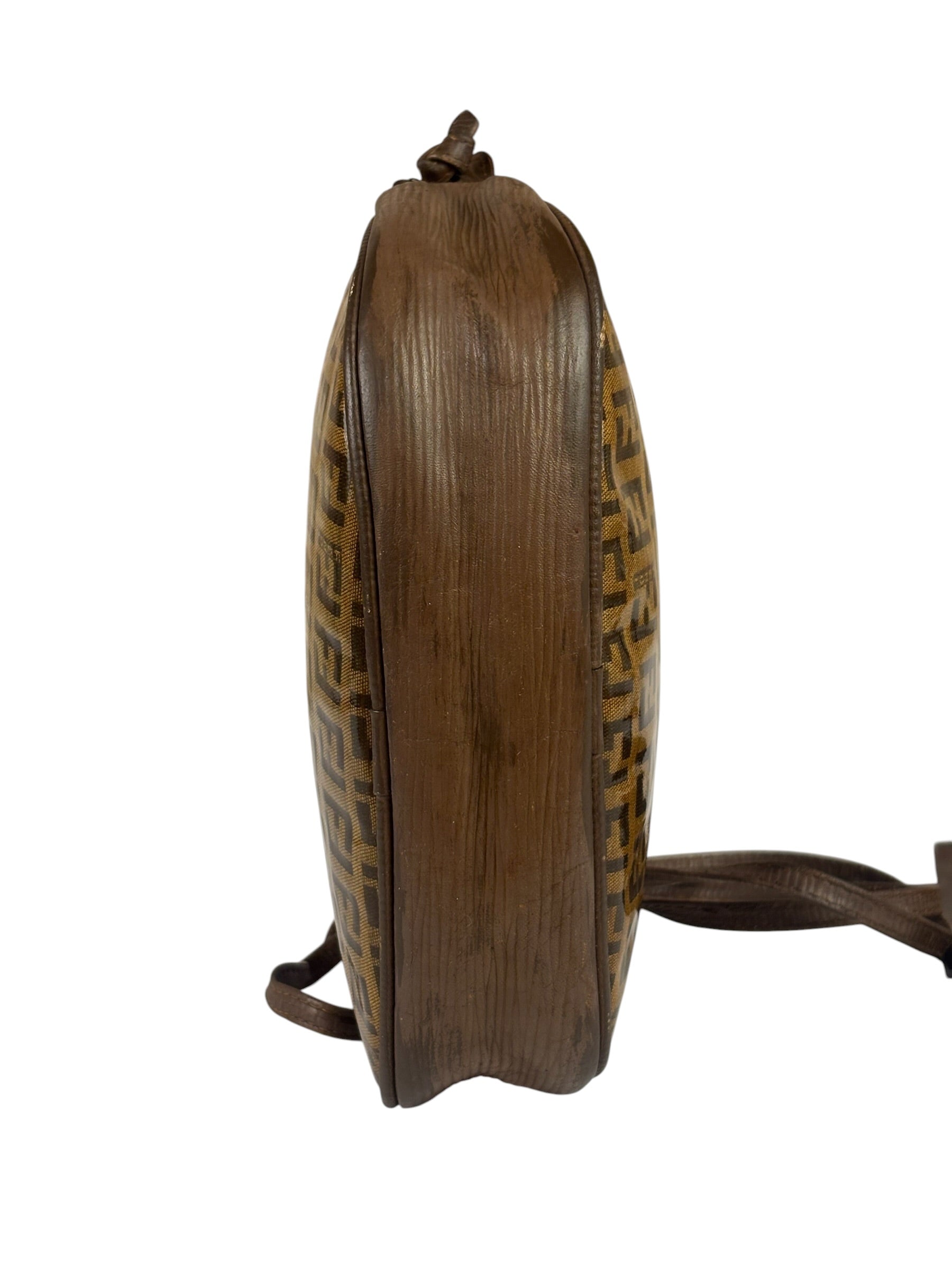 Fendi Vintage Brown PVC Leather Zucca Crossbody Bag