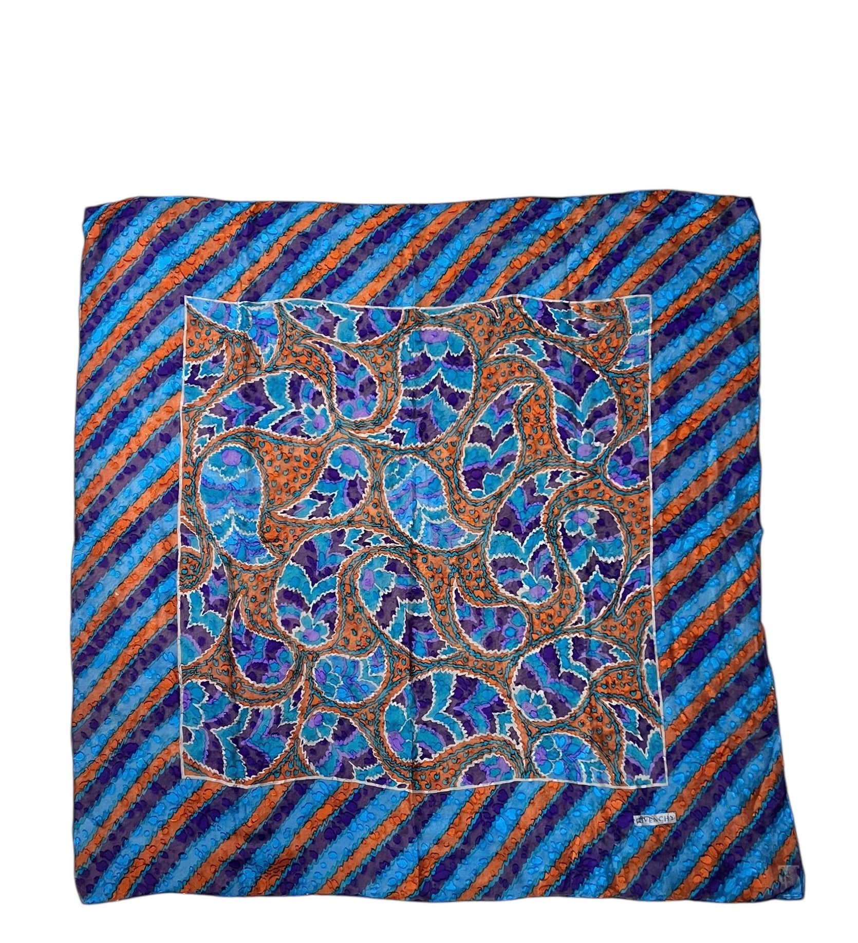 Givenchy Dark Multi Striped Shear Silk Scarf