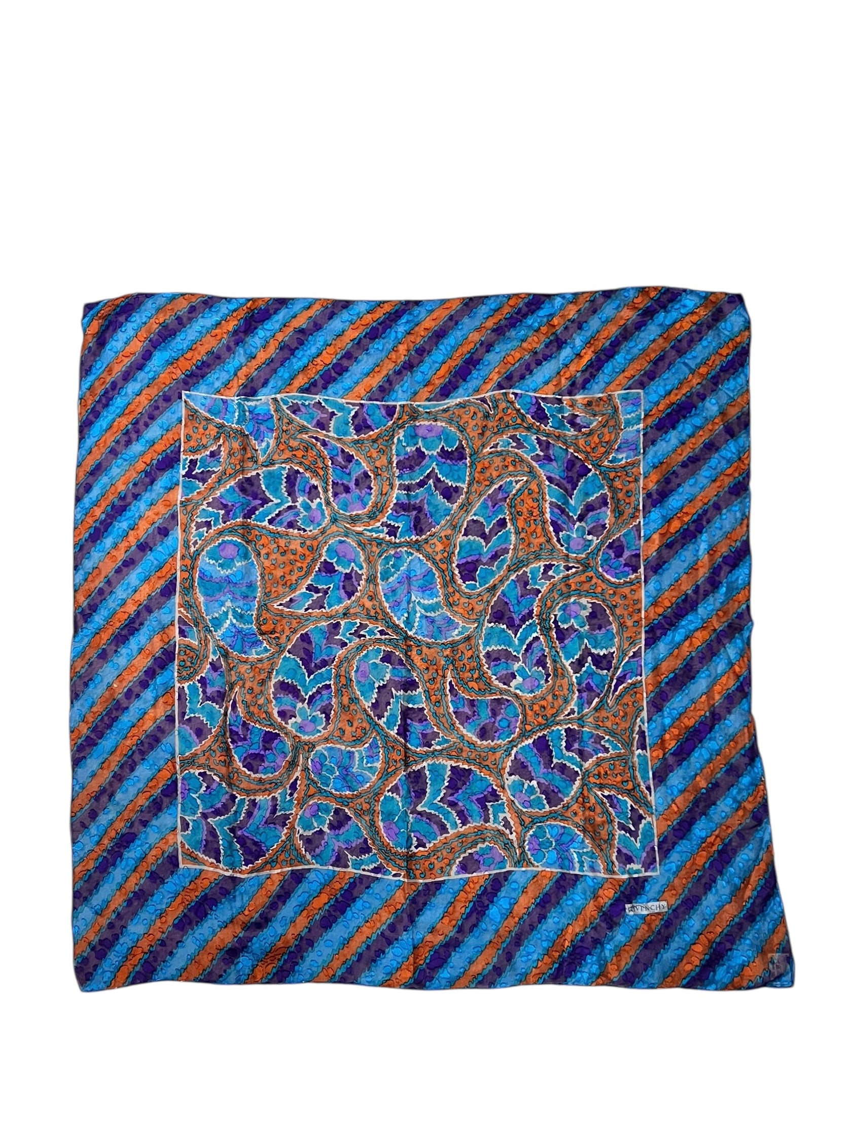 Givenchy Dark Multi Striped Shear Silk Scarf