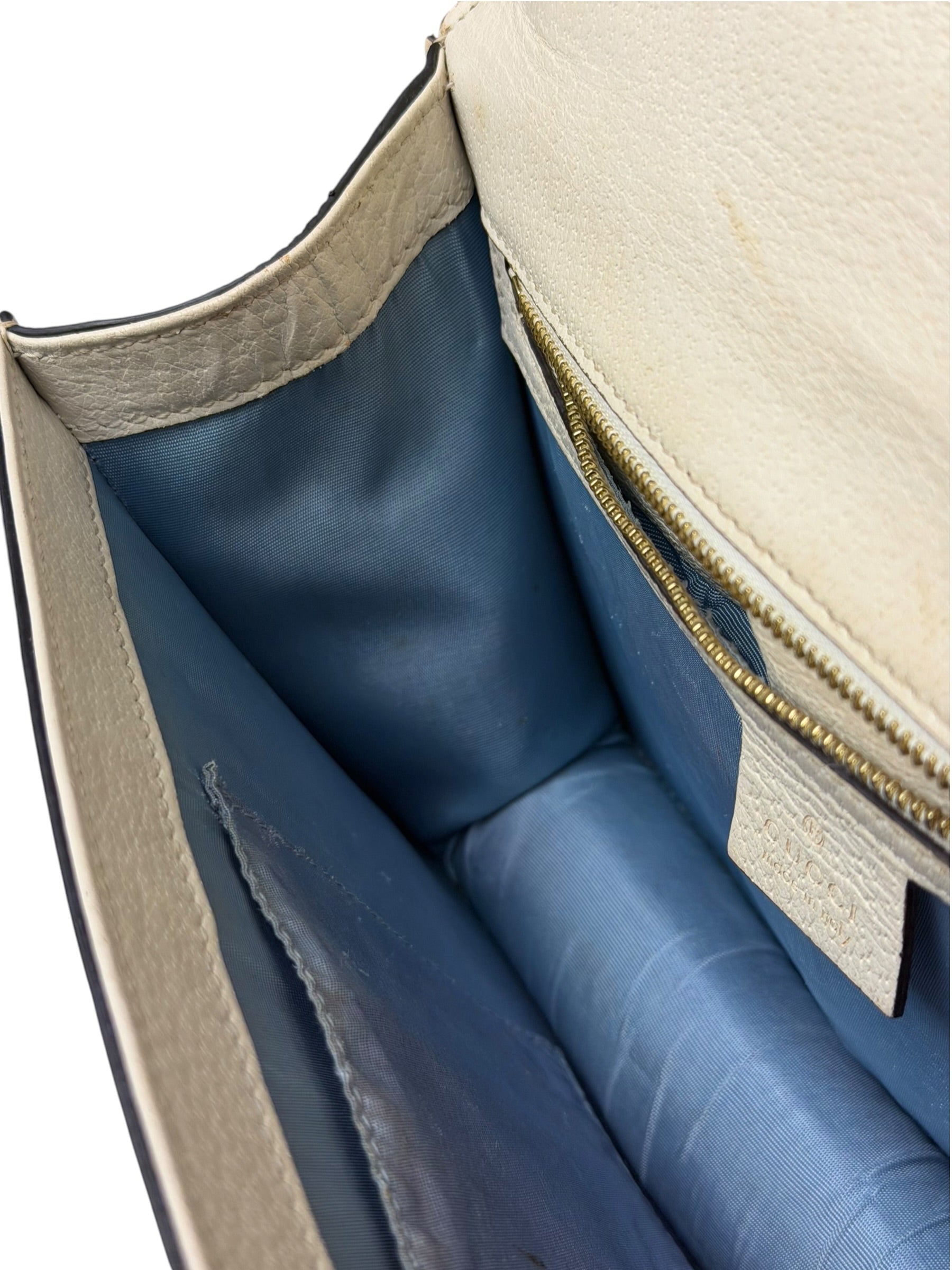 Gucci Textured Calfskin Bee Star Sylvie Shoulder Bag White