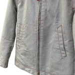 Prada Vintage Blue Striped Canvas Zip Up Collared Jacket