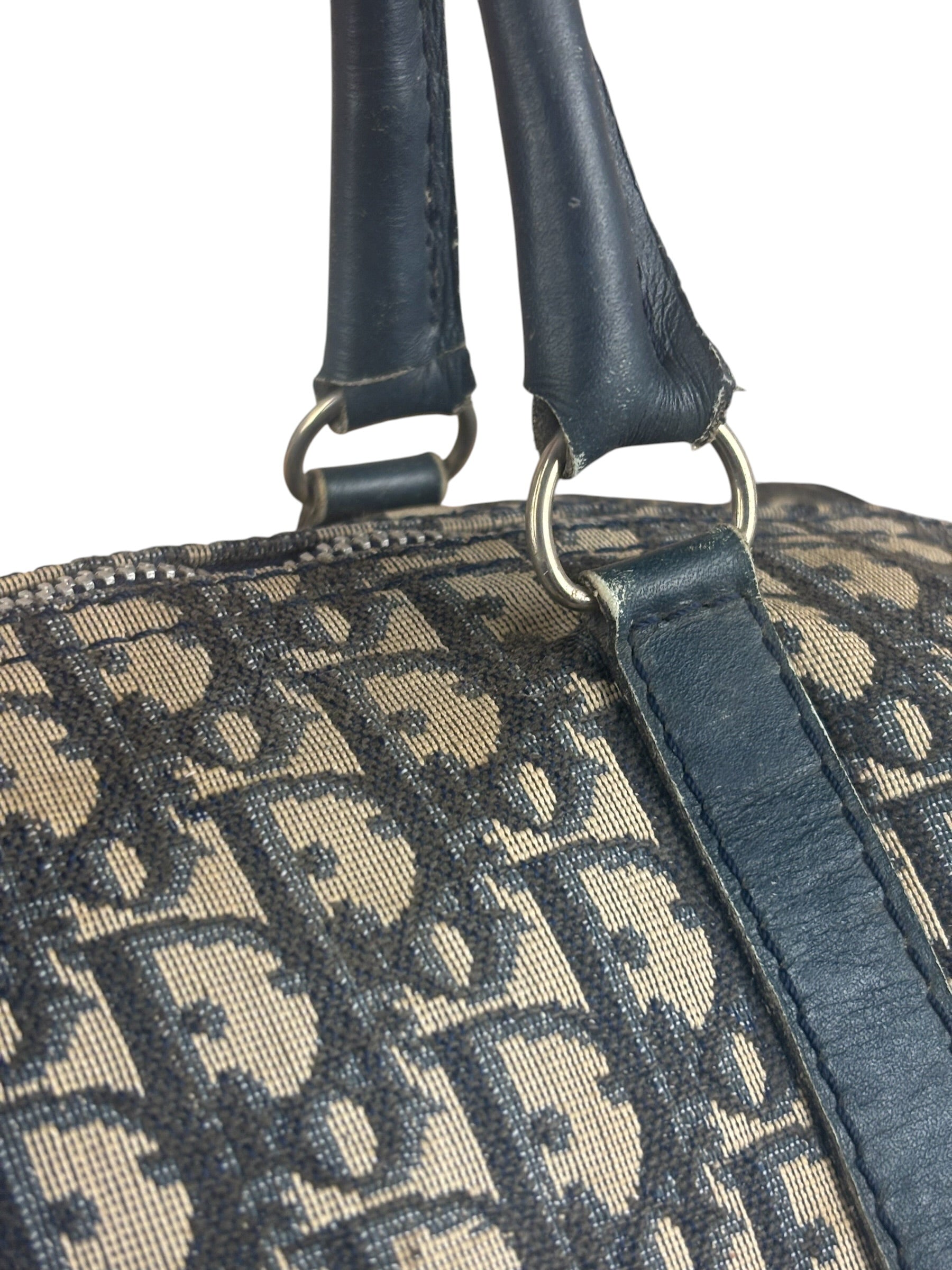 Christian Dior Vintage Navy Blue Trotter Oblique Bowling Boston Hand Bag