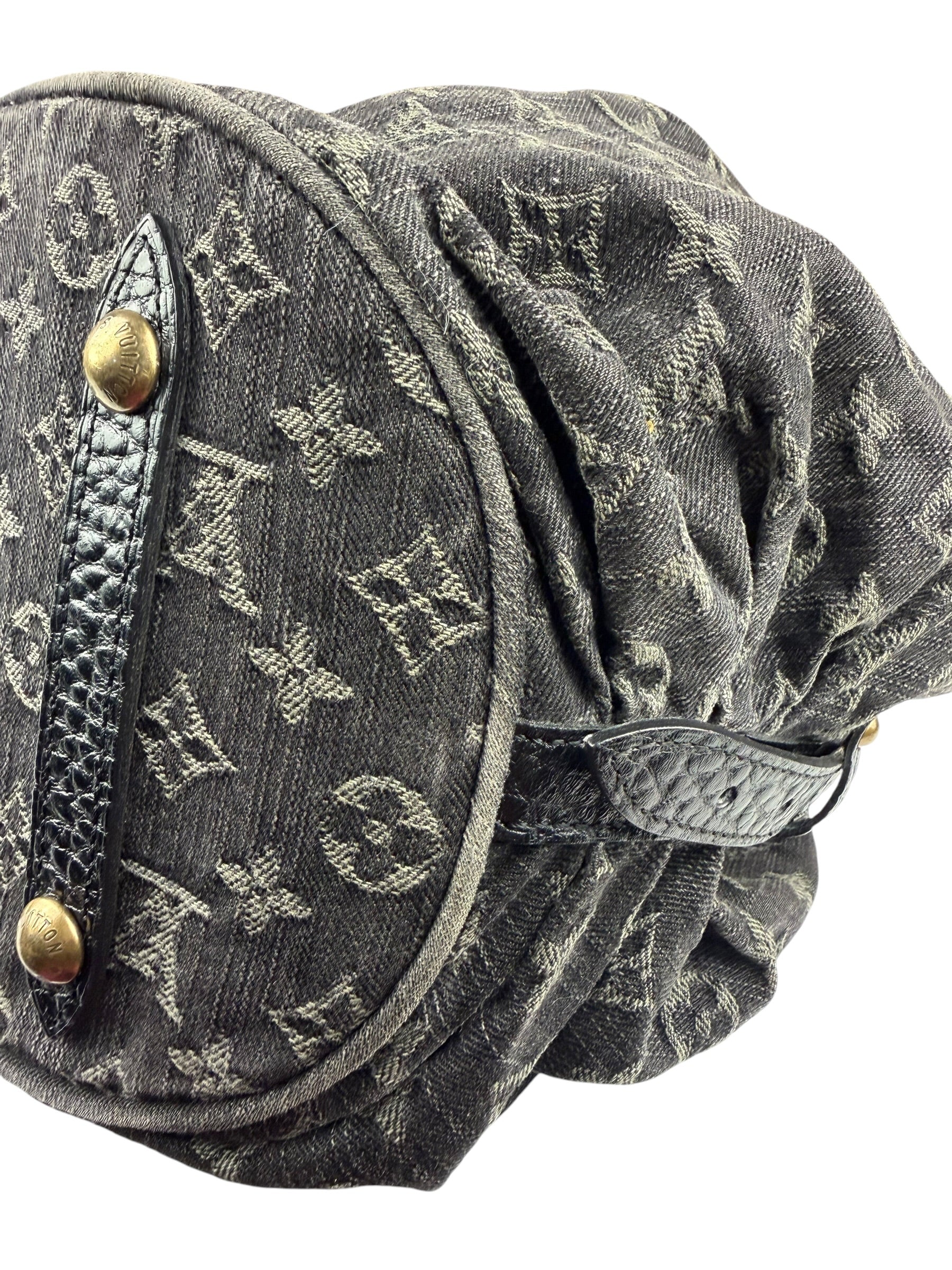 Louis Vuitton Black Denim Mahina Hobo Bag XL