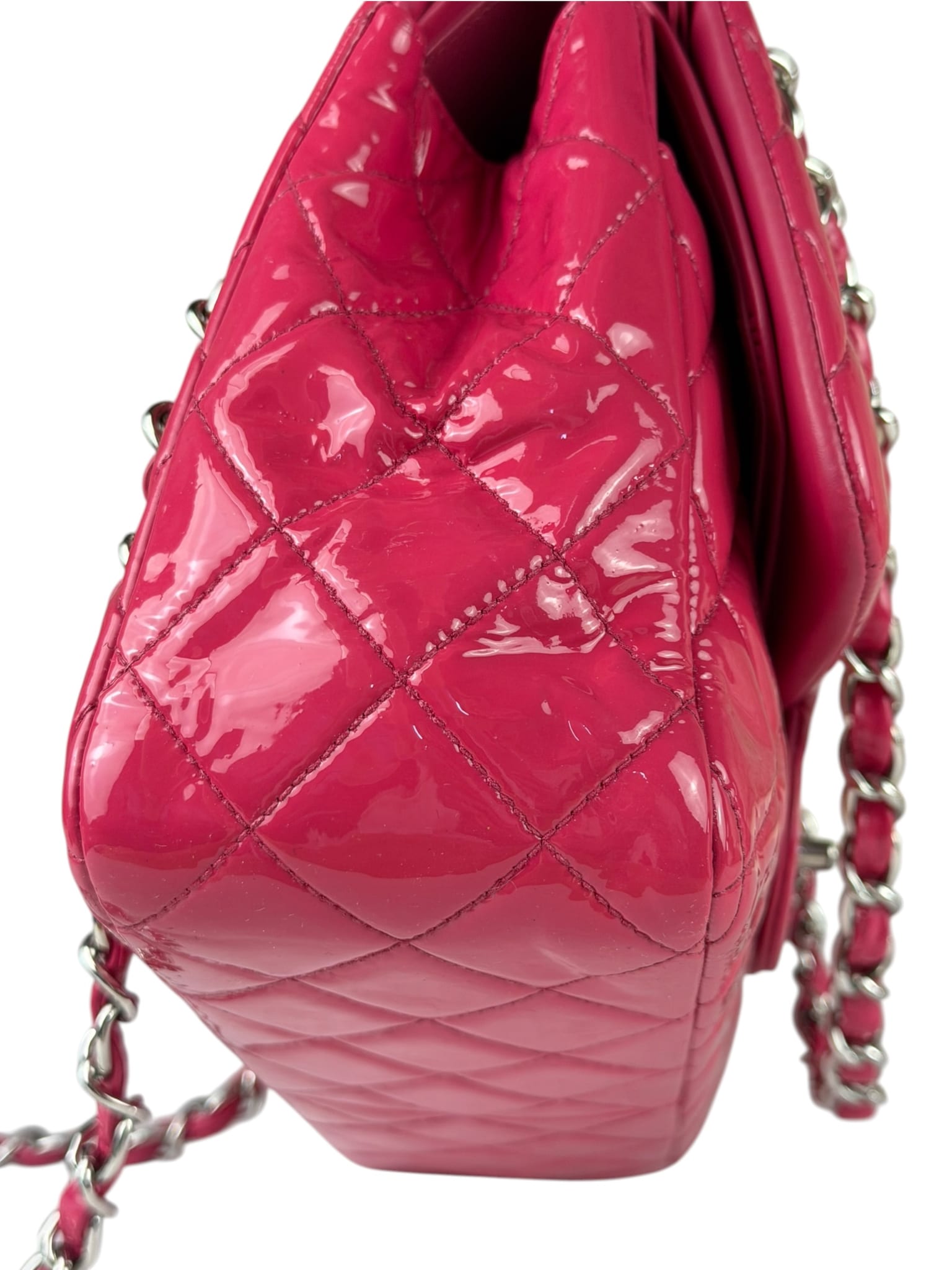 Chanel Hot Pink Large Patent Leather Double Flap Shoulder Bag 2014