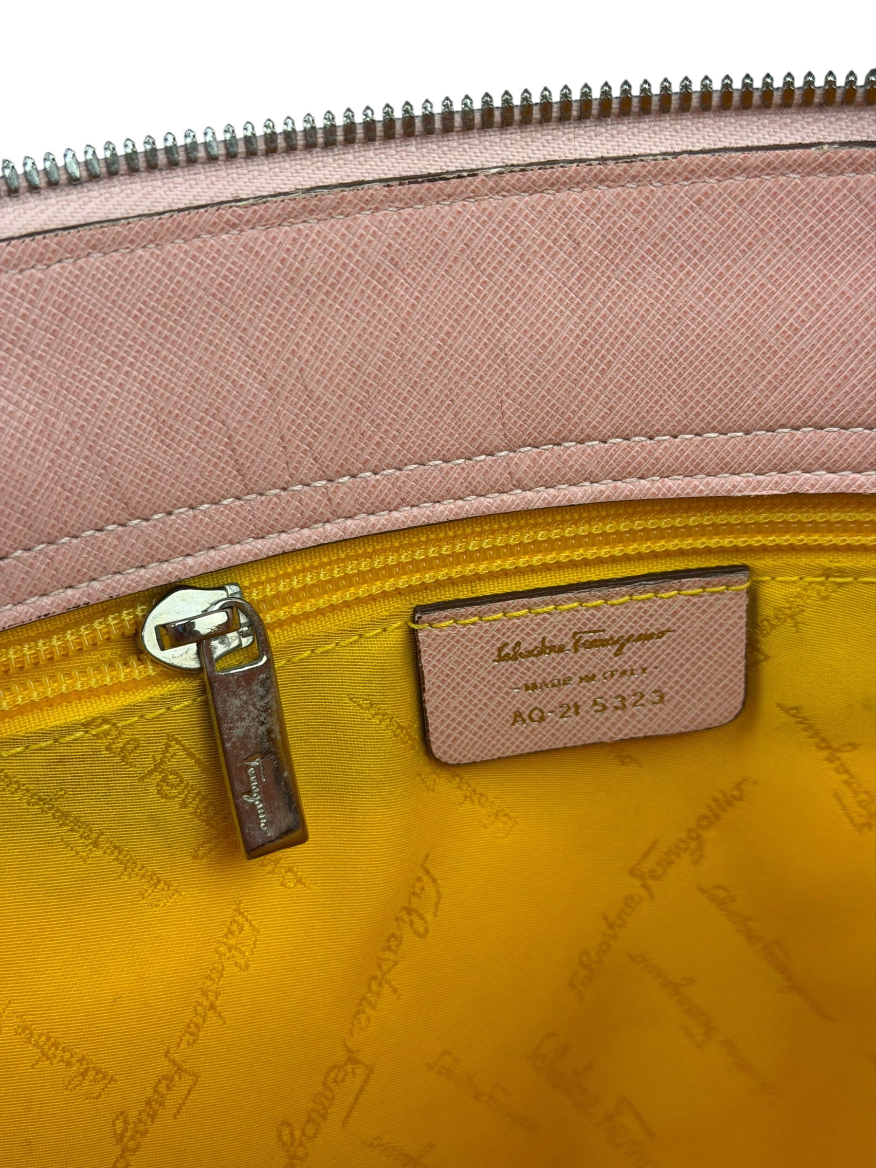 Salvatore Ferragamo Pink Saffiano Leather Shoulder Bag