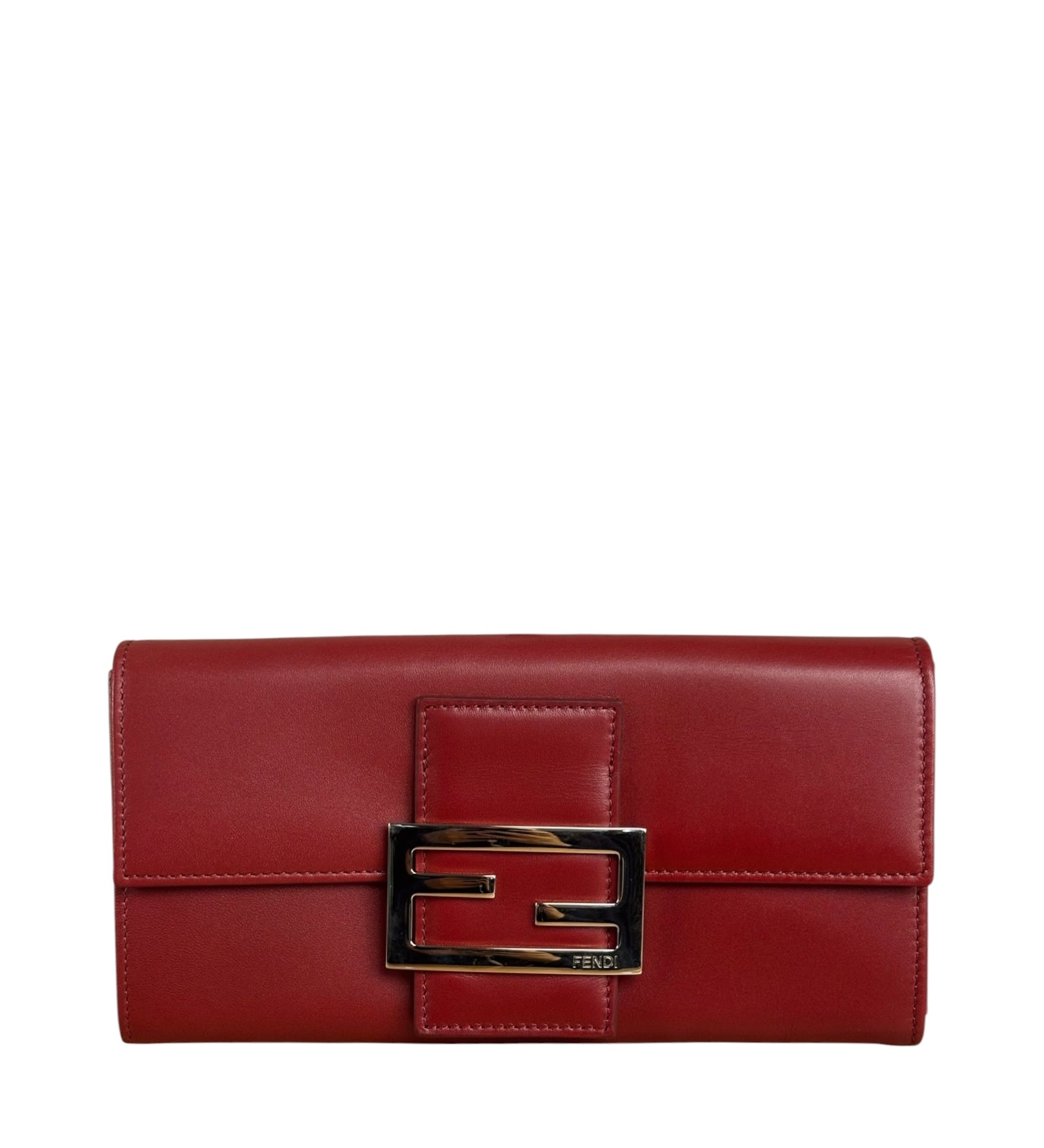 Fendi Red Leather Long Wallet