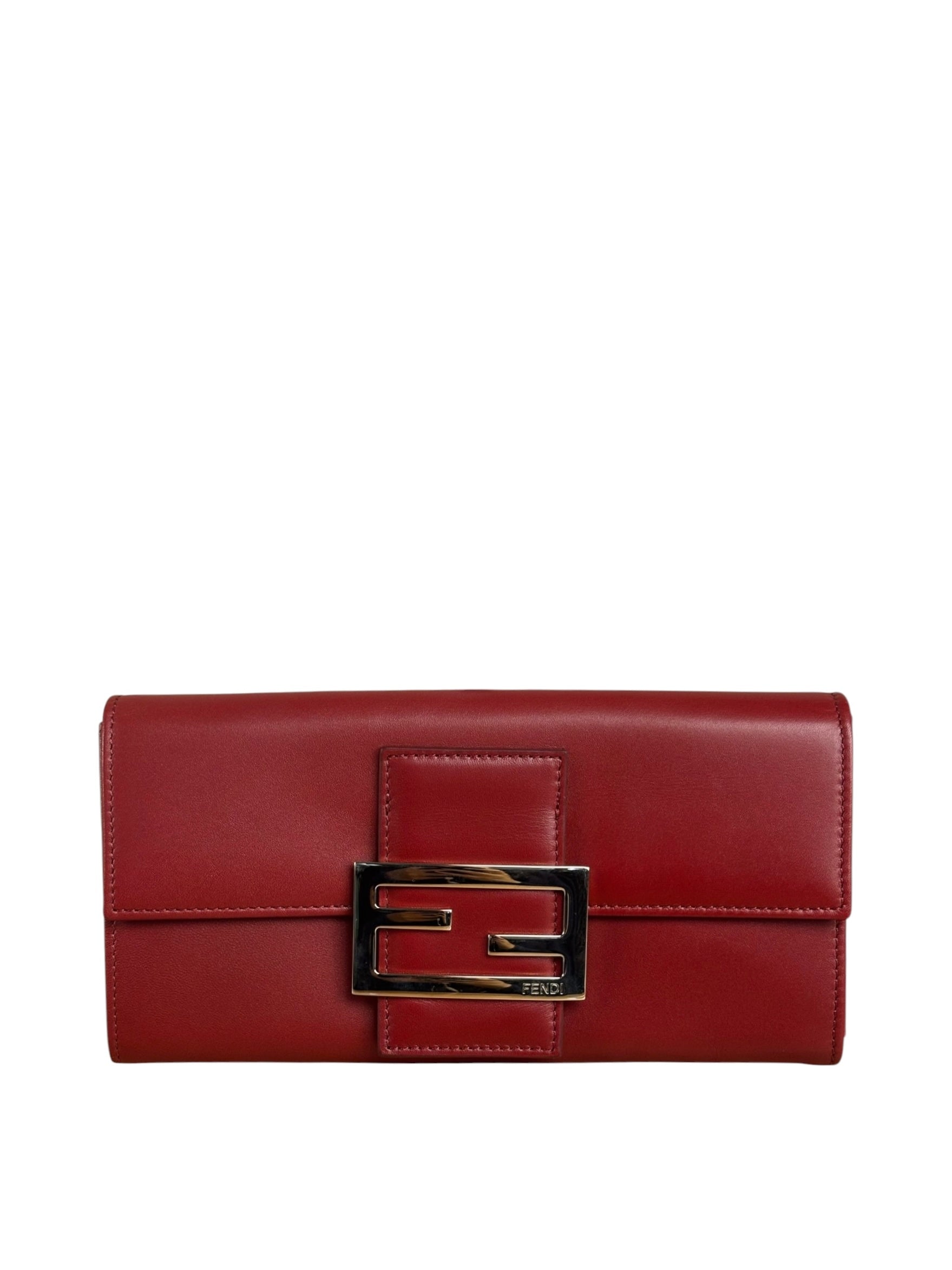 Fendi Red Leather Long Wallet