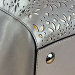 Coach Putty Grey Leather Taylor Eyelet Caryall Shoulder Bag