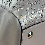 Coach Putty Grey Leather Taylor Eyelet Caryall Shoulder Bag