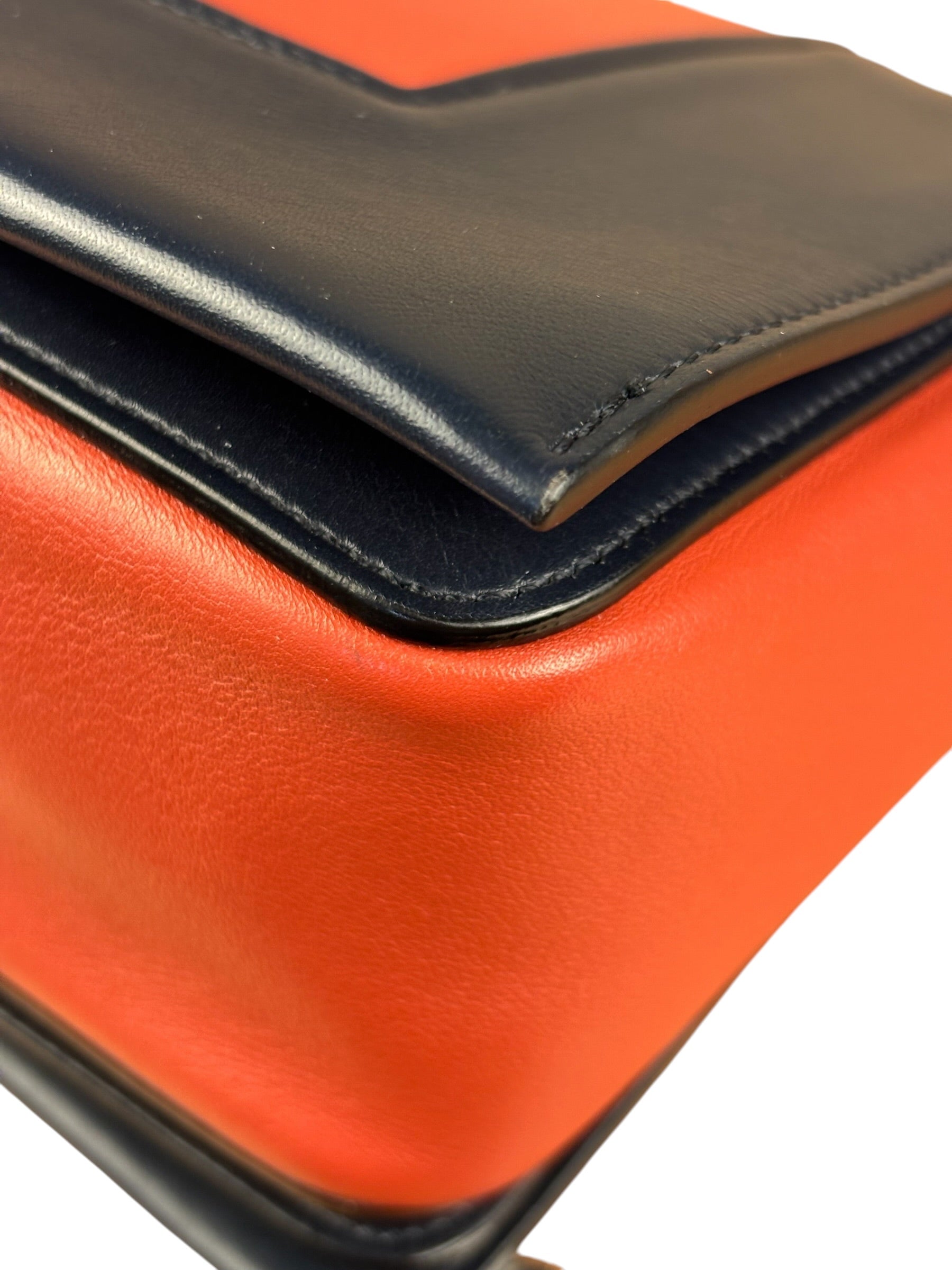 Celine Bicolor Leather Medium Frame Crossbody Bag
