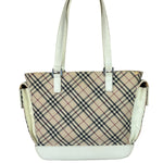 Burberry White Leather Trim Nova Check Shoulder Bag