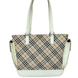 Burberry White Leather Trim Nova Check Shoulder Bag