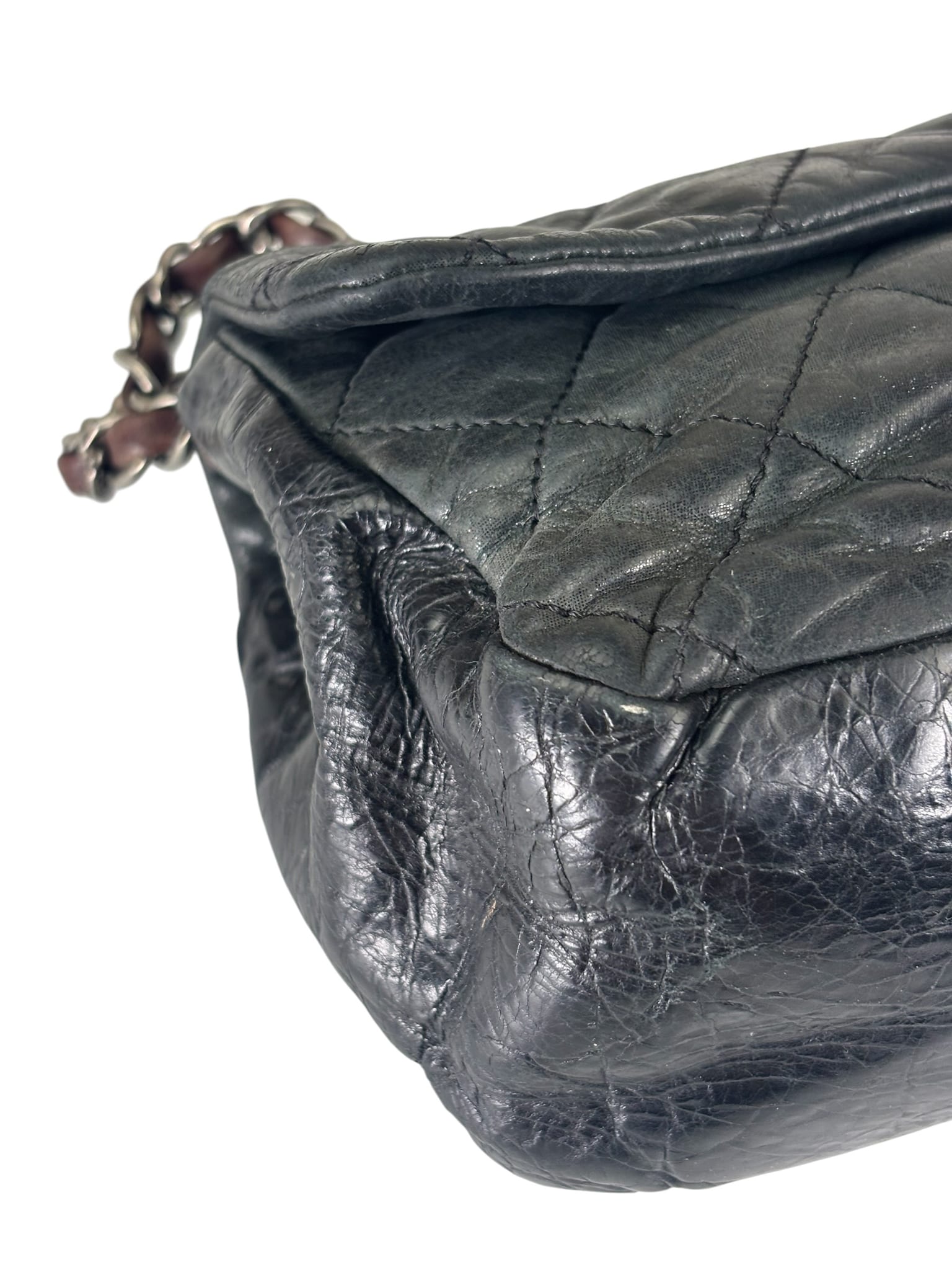Chanel Black/Grey Quilted Calfskin Matelassè Iridescent Flap Bag 2009