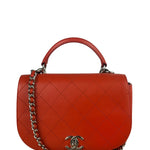 Chanel Red Quilted Calfskin Small Ring My Flap Crossbody Bag 2017