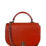 Chanel Red Quilted Calfskin Small Ring My Flap Crossbody Bag 2017