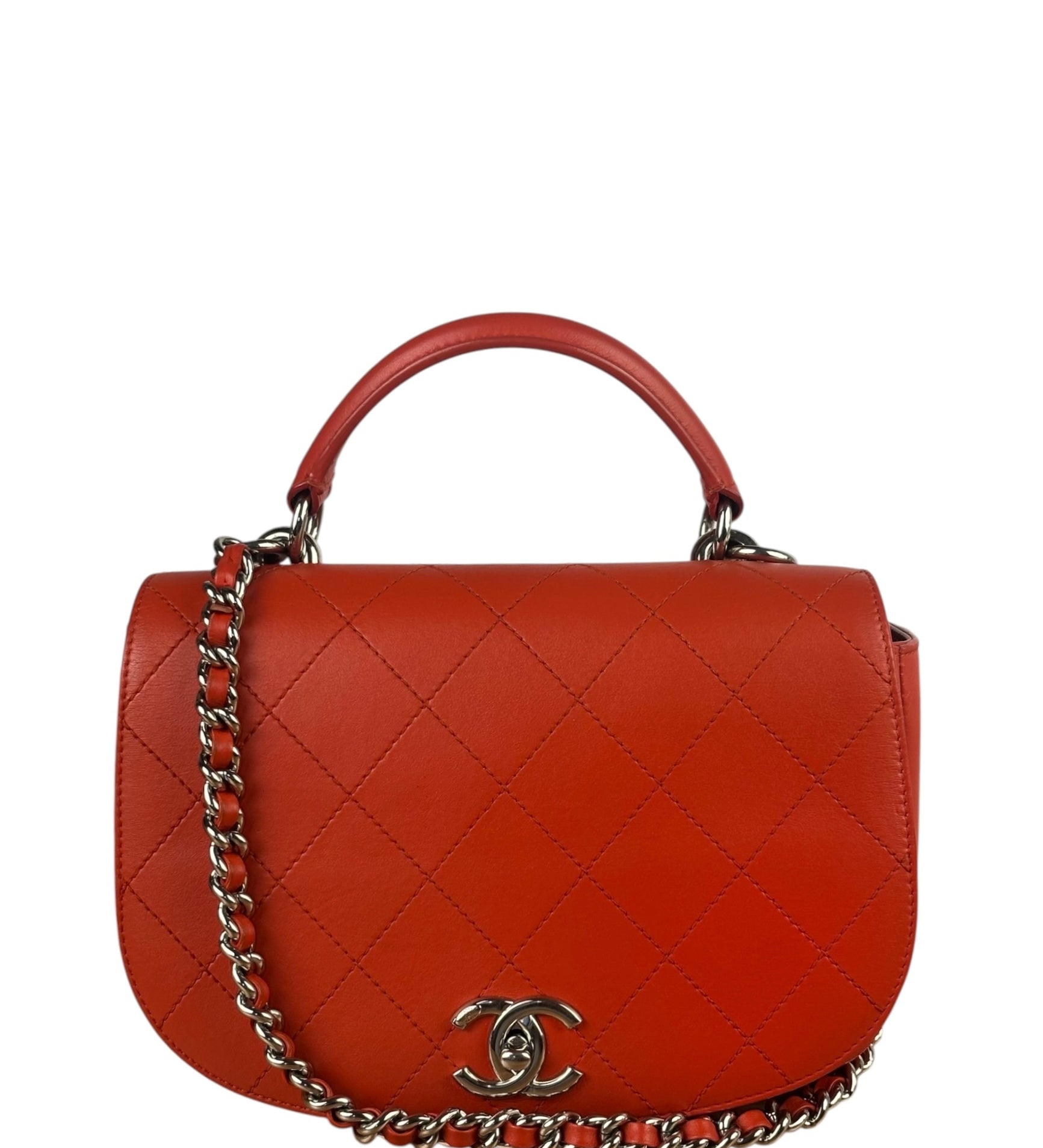 Chanel Red Quilted Calfskin Small Ring My Flap Crossbody Bag 2017