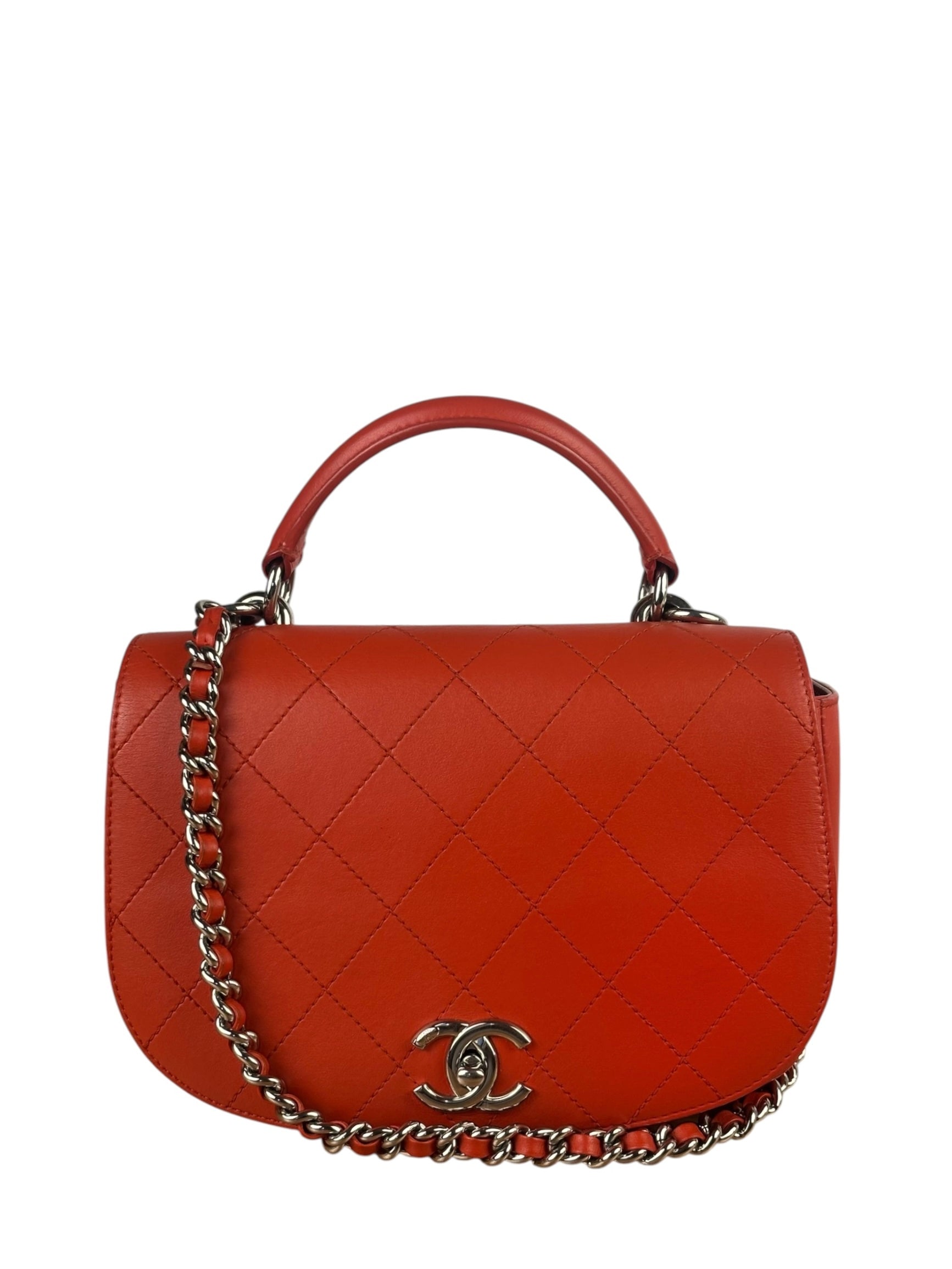 Chanel Red Quilted Calfskin Small Ring My Flap Crossbody Bag 2017