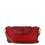 Prada Red Tessuto Nylon/Saffiano Leather Trim Two-Way Bag