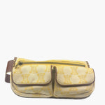 Celine Yellow/Brown Leather Trim Macadam Belt Bag